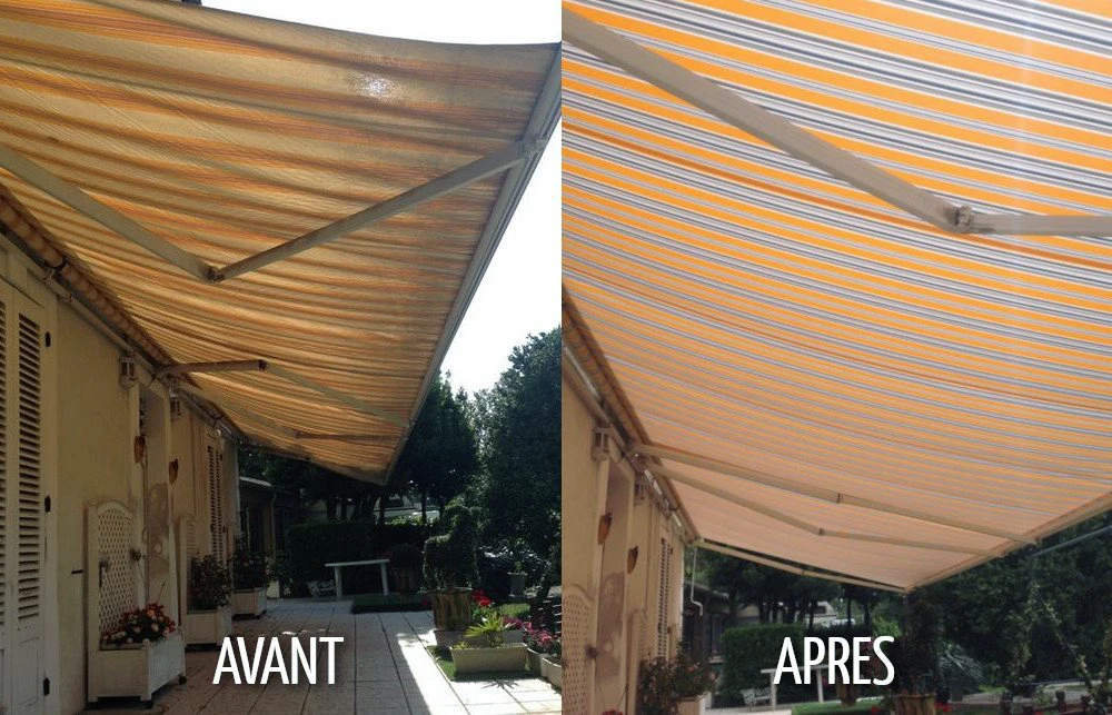 Marché textile extérieur avec étals de tissus colorés